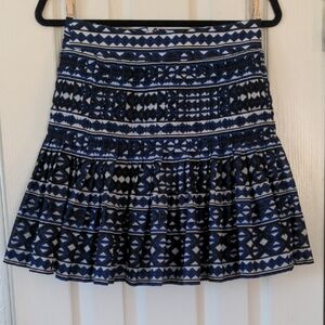 J. Crew Blue Smocked Tiered Skater Mini Skirt